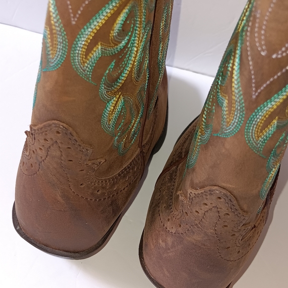 Justin Boots Brown Leather Cowboy Boots 5.5 Medium NEW - Picture 9 of 13